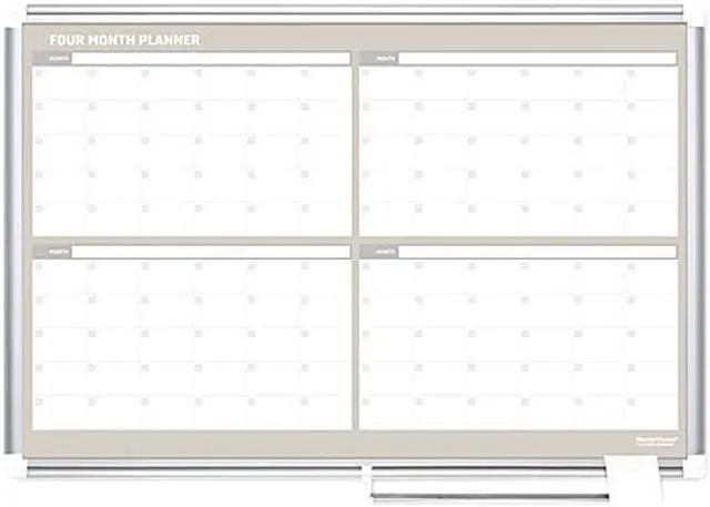 Main image of Bi-Silque GA03105830 MasterVision 4 Month Planner, 36x24, Aluminum Frame
