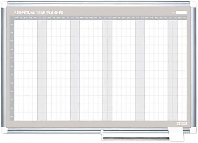 Main image of Bi-Silque GA0594830 MasterVision Perpetual Year Planner, 48x36, White/Silver