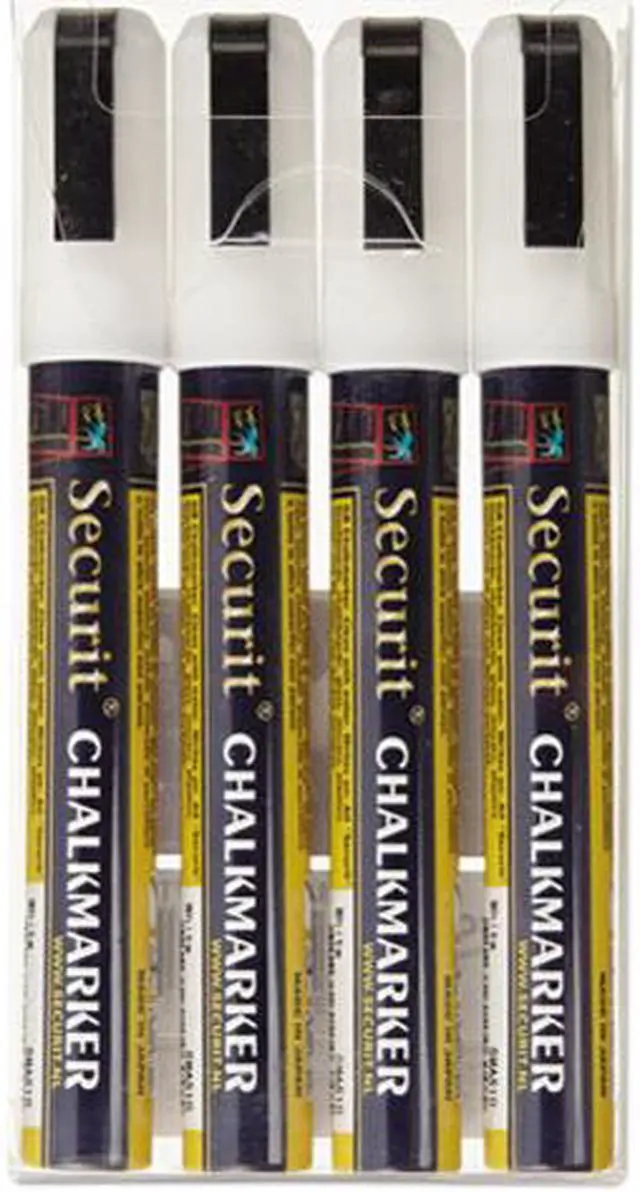 Main image of Deflect-o SMA510-V4-WT Liquid Chalk Marker, Chisel, White, 4/Pk