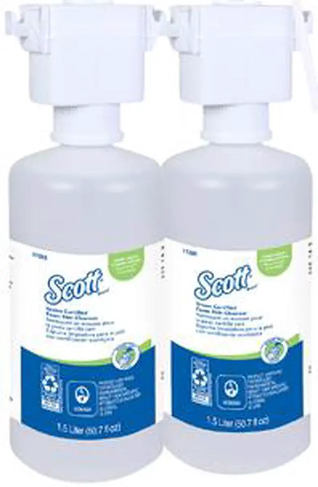 Alt view image 2 of 5 - Scott Essential Green Certified Foam Hand Soap, Ecologo, NSF E-1 Rated (11285), Unscented, Clear, 1.5 L Under-Counter Bottles, 2 Units / Case