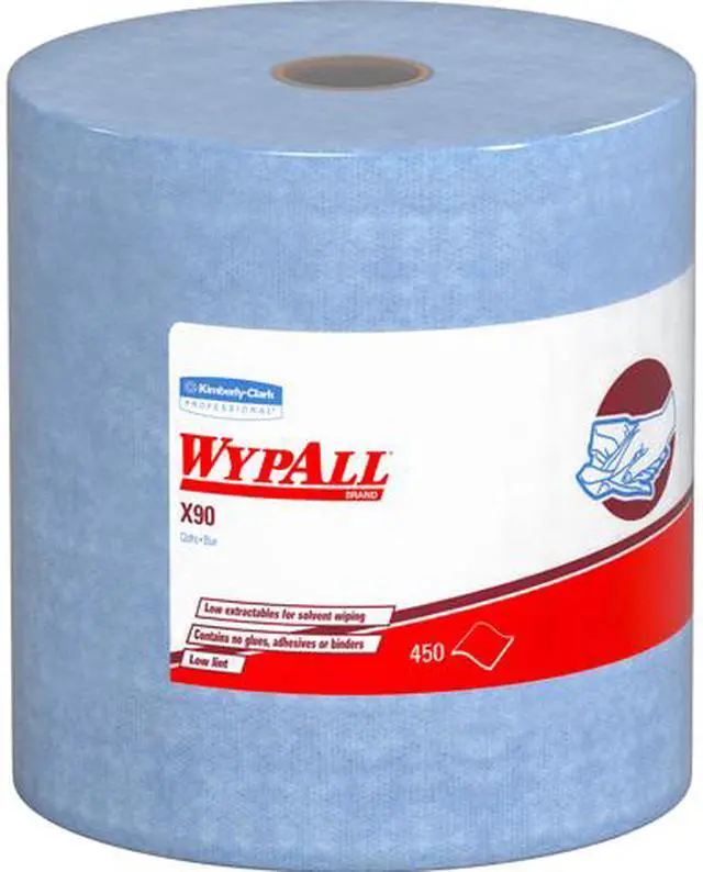 Main image of WypAll X90 Extended Use Cloths (12889), Reusable Wipes Jumbo Roll, Blue Denim, 1 Roll / Case, 450 Sheets / Roll