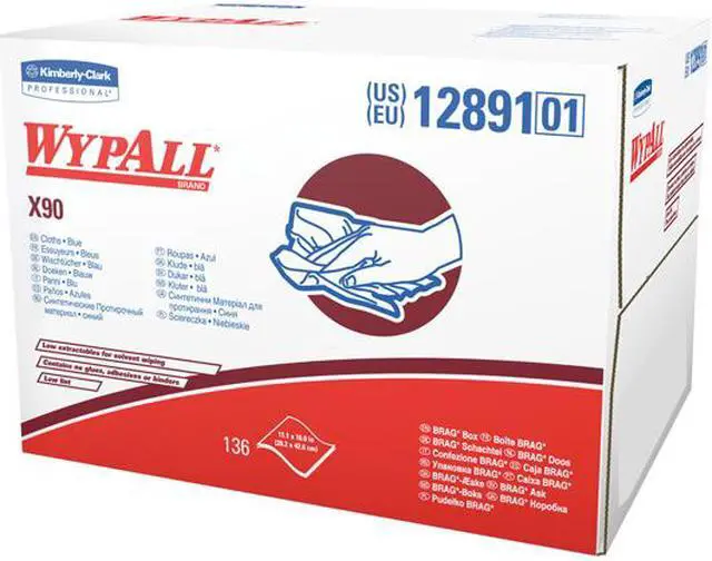 Alt view image 2 of 2 - WypAll X90 Extended Use Cloths (12891), Reusable Wipes BRAG BOX, Blue Denim, 1 Box / Case, 136 Sheets / Box