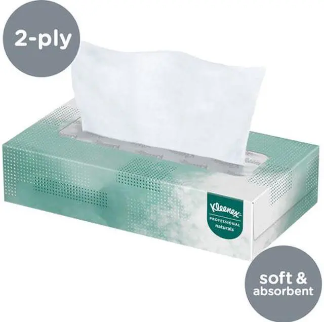 Main image of Kleenex Professional Naturals Facial Tissue for Business (21601), Flat Face Tissue Box, 2-PLY, 125 Soft Sheets / Box