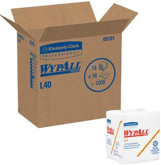 Alt view image 4 of 4 - WypAll L40 Disposable Cleaning and Drying Towels (05701), Limited Use Towels, White,18 Packs per Case, 56 Sheets per Pack, 1,008 Sheets Total