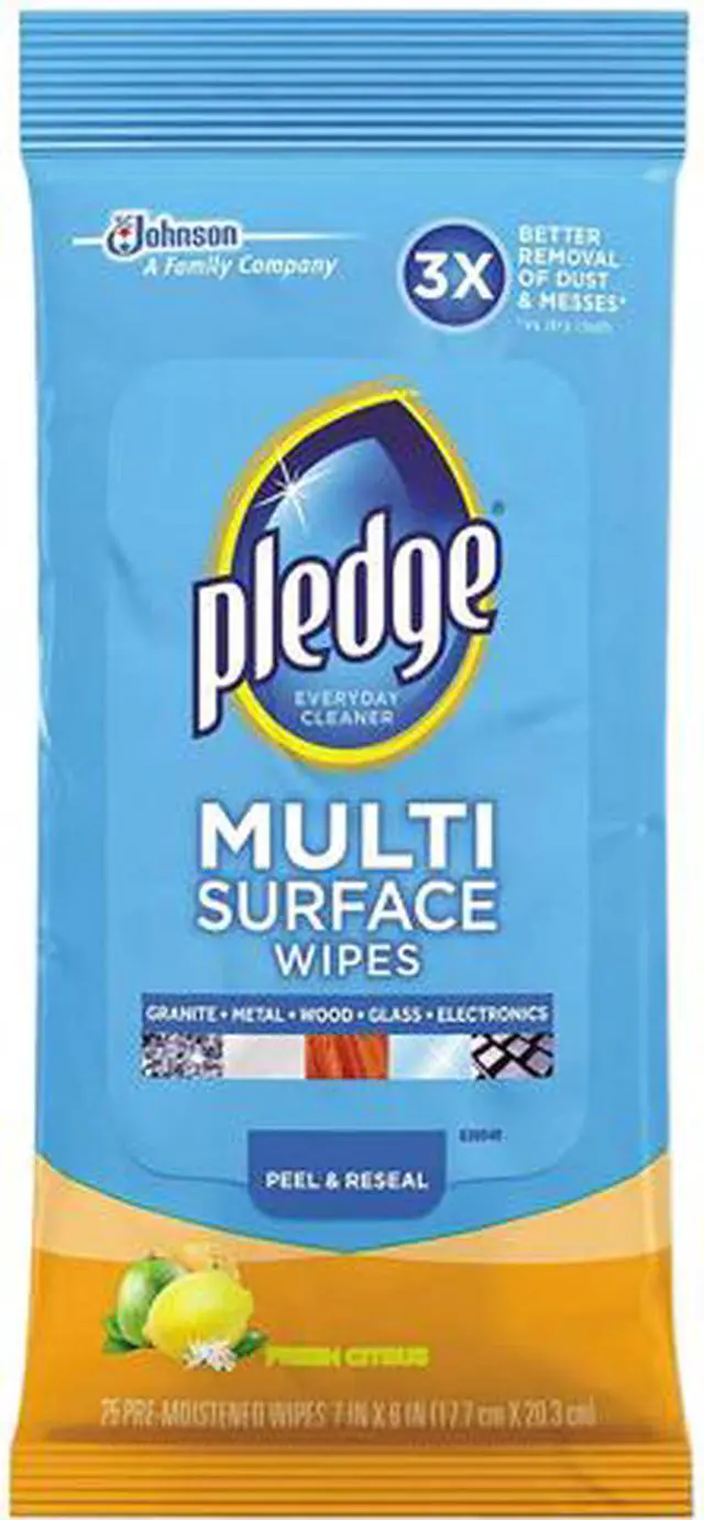 Main image of Pledge 319249 Multi-Surface Cleaner Wet Wipes, Cloth, Fresh Citrus, 7" x 10", 25/Pack, 12/Carton