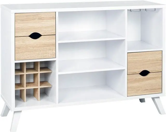 Main image of Brassex Multi-Tier Buffett / Server with Storage - White/Oak  (18014)