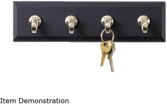 Alt view image 2 of 2 - Command HOM18S - Decorative Key Rail, 8w x 1 1/2d x 2 1/8h, Black/Silver, 4 Hooks/Pack