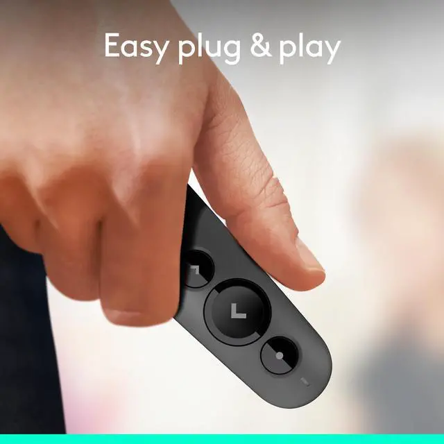 Alt view image 2 of 8 - Logitech R500s Laser Presentation Remote, Bluetooth, USB-A Receiver, Presentation Clicker with Laser Pointer (Class 1) for Powerpoint, Keynote, Google Slides, for Windows/MacOS