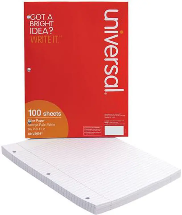 Main image of Universal UNV20911 Filler Paper, 3-Hole, 8.5 x 11, Medium/College Rule, 100/Pack