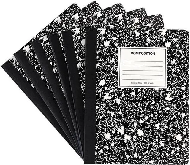 Main image of Universal UNV20946 Composition Book, Medium/College Rule, Black Marble, 9.75 x 7.5, 100 Sheets, 6/Pack