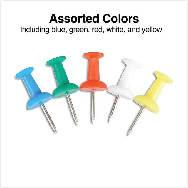 Alt view image 3 of 3 - Universal UNV31314 Colored Push Pins, Plastic, Assorted, 3/8", 400/Pack