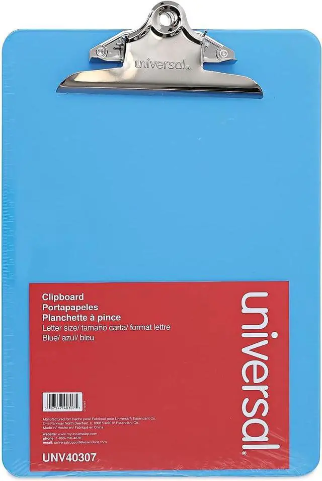 Alt view image 2 of 3 - Universal UNV40307 Plastic Clipboard w/ High Capacity Clip, 1", Holds 8 1/2 x 12, Translucent Blue