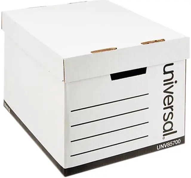 Main image of Universal 9523201 Medium-Duty Lift-Off Lid Boxes, Letter/Legal Files, 12" x 15" x 10", White, 12/Carton