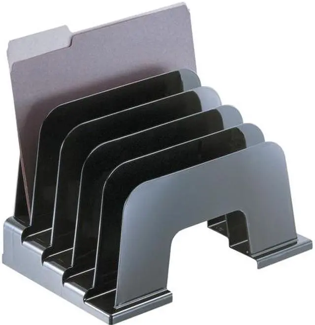 Main image of Universal UNV08105 Recycled Plastic Incline Sorter, 5 Sections, Letter Size Files, 13.25" x 9" x 9", Black