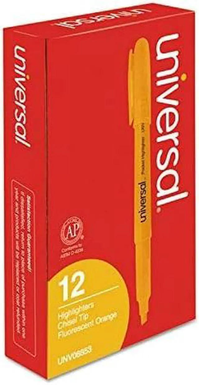 Alt view image 3 of 3 - Universal UNV08853 Pocket Highlighters, Chisel Tip, Fluorescent Orange