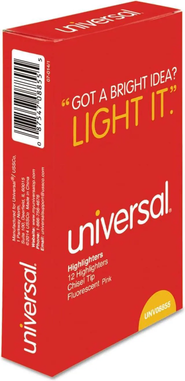 Alt view image 3 of 3 - Universal UNV08855 Pocket Highlighters, Chisel Tip, Fluorescent Pink