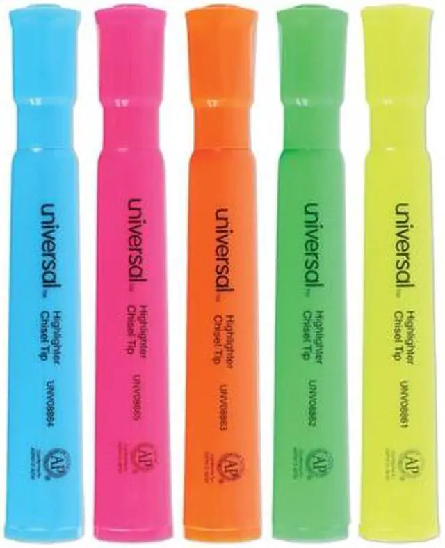 Main image of Universal UNV08860 Desk Highlighters, Chisel Tip, Assorted Colors, 5/Set