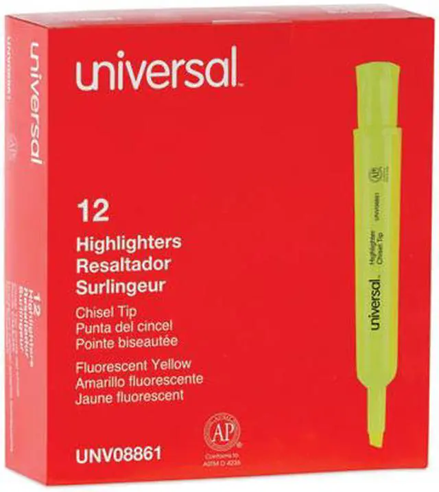 Alt view image 2 of 2 - Universal UNV08861 Desk Highlighter, Fluorescent Yellow