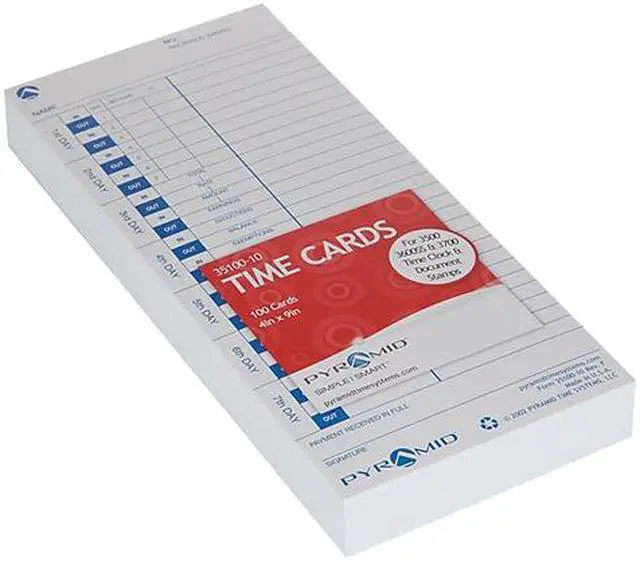 Alt view image 5 of 5 - Pyramid Time Systems 35100-10F Genuine Time Cards for Use with All Side-Loading Time Clocks (Pack of 100)
