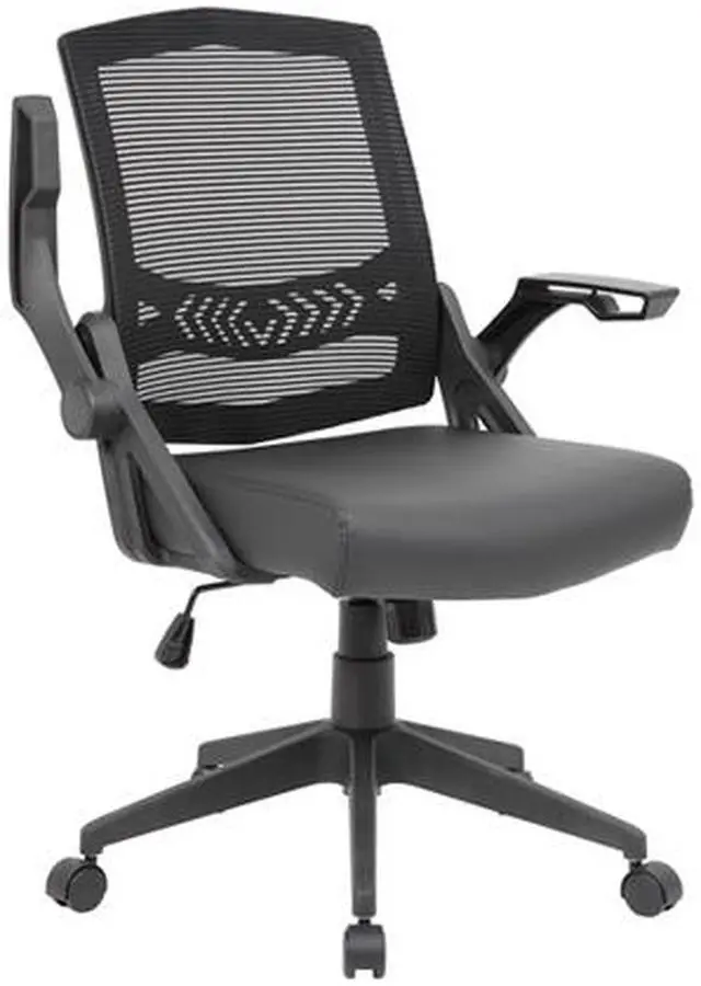 Alt view image 4 of 8 - BOSS Office Products B6223BK Black Flip Arm Mesh Task Chair