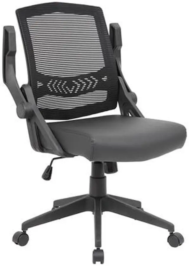 Alt view image 5 of 8 - BOSS Office Products B6223BK Black Flip Arm Mesh Task Chair