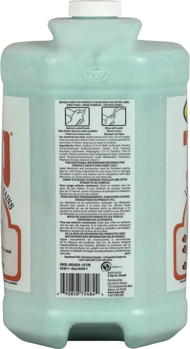 Alt view image 3 of 3 - Zep TKO Hand Cleaner - Lemon Lime Scent - 1 gal (3.8 L) Container - 4 Container/Carton  R54824CT