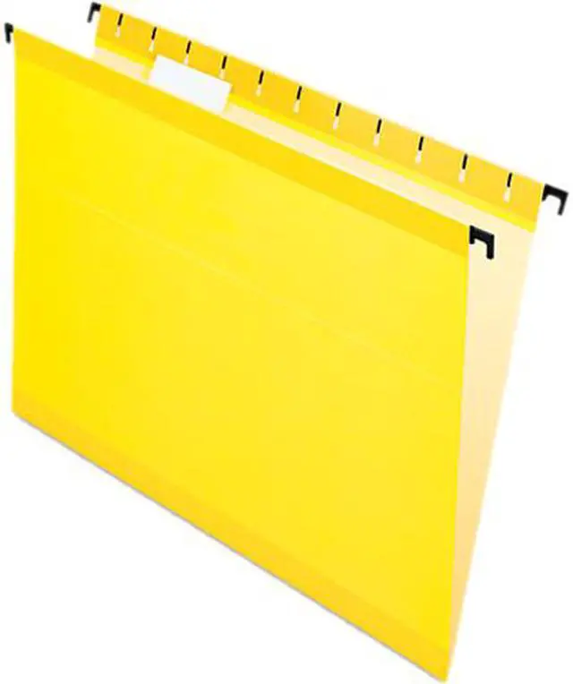 Main image of Pendaflex 615215YEL Poly Laminate Hanging Folders, Letter, 1/5 Cut, Yellow, 20/Box, 1 Box