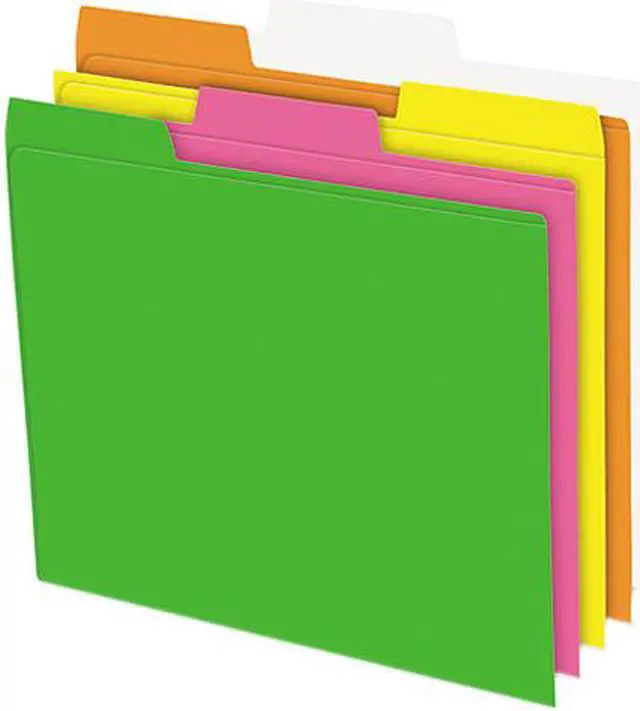 Main image of Pendaflex 40523 Glow File Folders, 1/3 Cut Top Tab, Letter, Assorted Colors, 24/Box