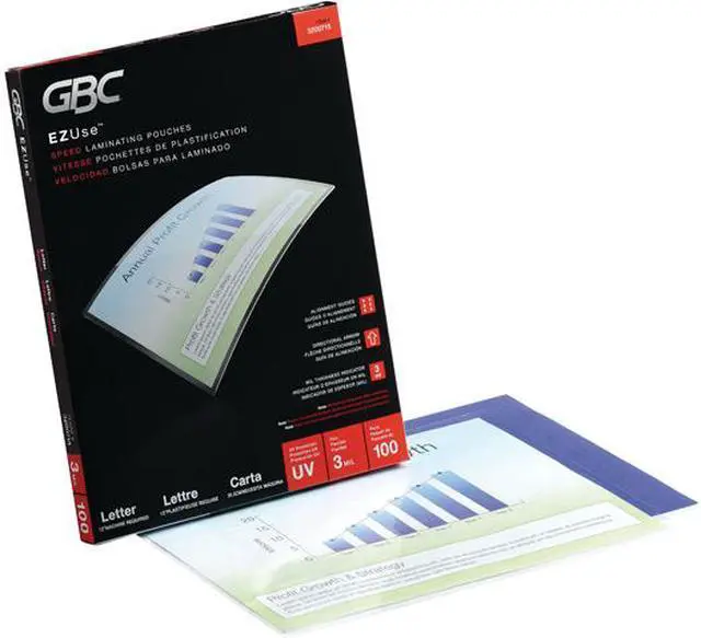Main image of 3200715CF GBC EZUse Thermal Laminating Pouches, 3 mil, 9" x 11.5", Gloss Clear, 100/Box