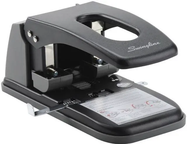 Main image of Swingline A7074190 100-Sheet High Capacity 2-Hole Punch, Fixed Centers, 9/32" Holes, Black/Gray