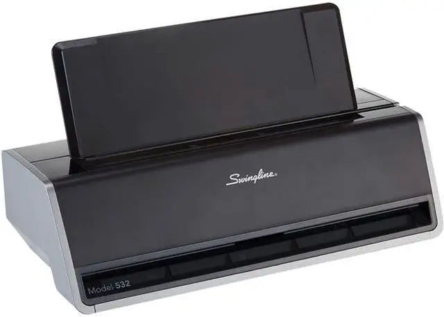 Main image of Swingline A7074532A 28-Sheet Commercial Electric Two-Hole Punch, Fixed 9/32" Holes, Black/Silver