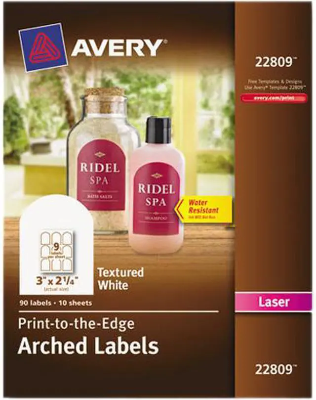 Main image of Avery 22809 Promotional Label 3" Width x 2.25" Length - 1 / Pack - Arch - 9/Sheet - Laser - White