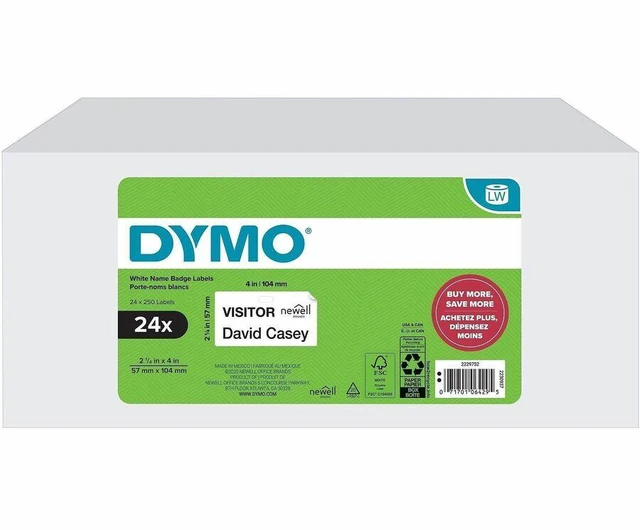 Alt view image 3 of 3 - Dymo Multipurpose White Medium Labels - DiameterRoll - Direct Thermal - White - 250 / Roll - 6000 Total Label(s) - For Label Printer - 24/Pack - 2229752