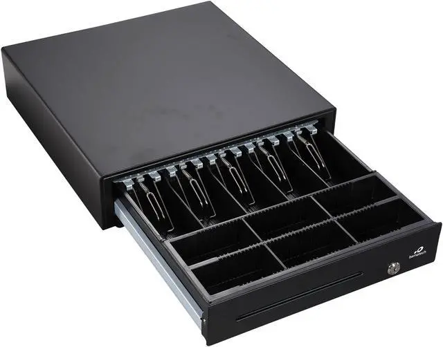 Alt view image 5 of 6 - Logic Controls CD415 Economy Cash Drawer, Hardwired RJ12, Compatible with Epson or Star Printers, 16" x 16" x 4.5", Black