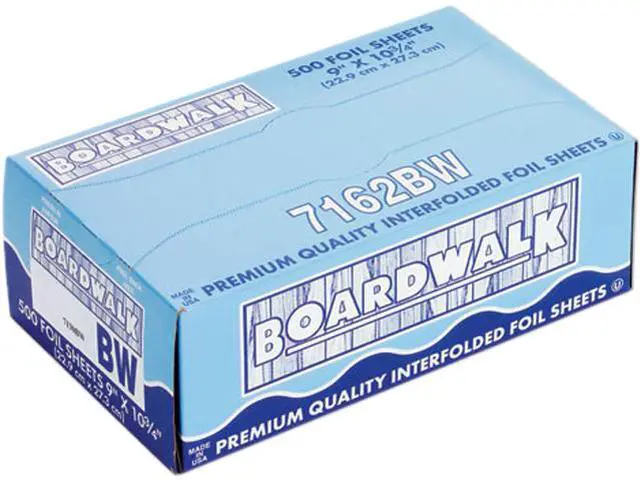 Main image of Boardwalk 7162 Pop-Up Aluminum Foil Wrap Sheets, 9 x 10 3/4, Silver, 500/Box, 6 Boxes/Carton, 1 Carton