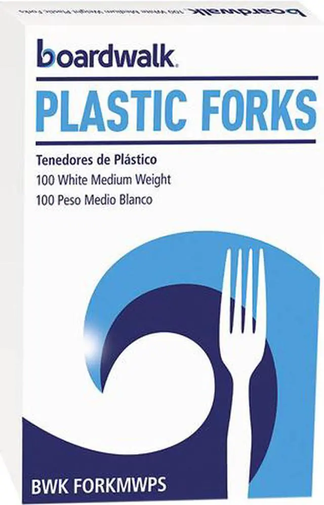Main image of Boardwalk FORKMWPSCT Plastic Tableware, Mediumweight, Fork, White, 10 Boxes of 100/Carton