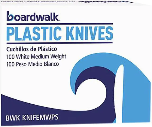 Main image of Boardwalk KNIFEMWPSCT Plastic Tableware, Mediumweight, Knife, White, 10 Boxes of 100/Carton