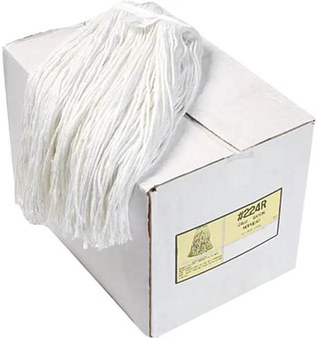 Main image of Boardwalk BWK224RCT Premium Cut-End Wet Mop Heads, Rayon, White, 12/Carton