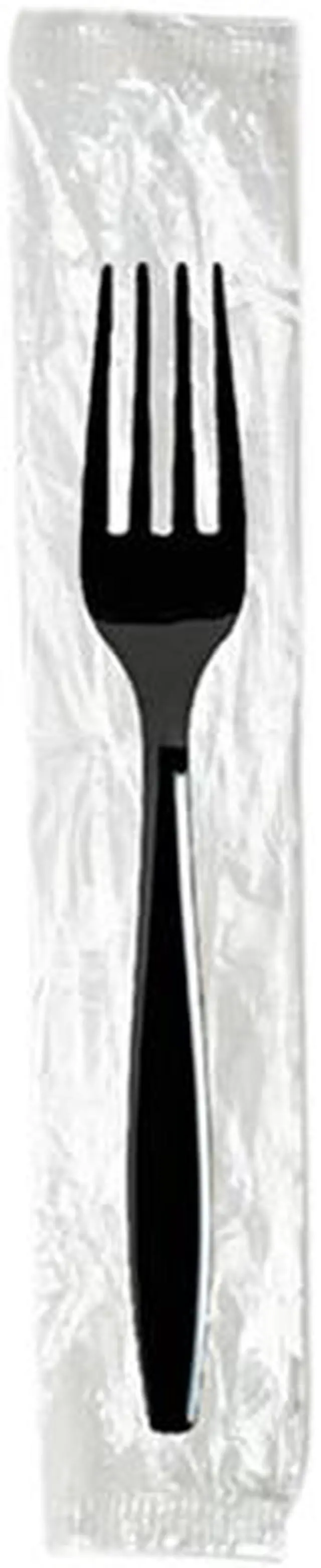 Main image of Dixie FH53C Plastic Individually Wrapped Forks, Black, 1000 / Carton