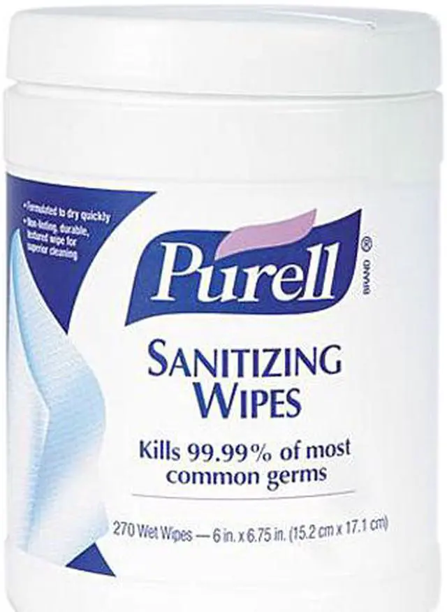Main image of PURELL 911306CT - Sanitizing Hand Wipes, 6 x 6 3/4", White, 270/Canister, 6 Canisters/Carton