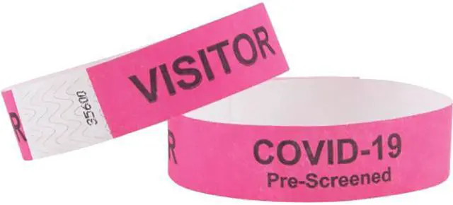 Alt view image 3 of 7 - Advantus 76095 Pre-Printed COVID Tyvek Wristbands, Visitor, 500/PK
