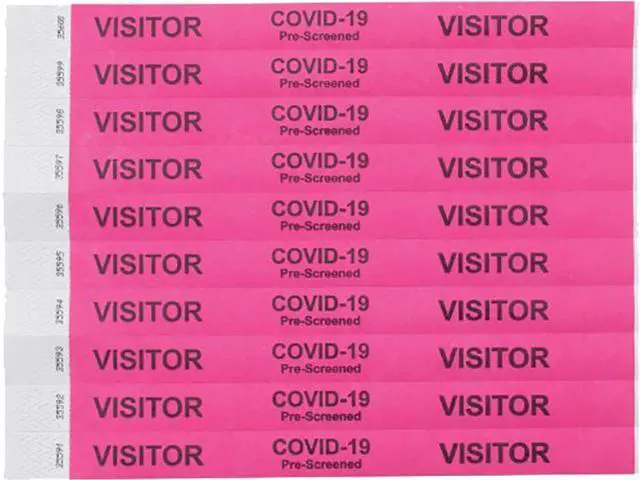 Main image of Advantus 76095 Pre-Printed COVID Tyvek Wristbands, Visitor, 500/PK