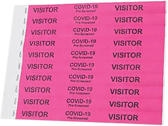 Alt view image 2 of 7 - Advantus 76095 Pre-Printed COVID Tyvek Wristbands, Visitor, 500/PK
