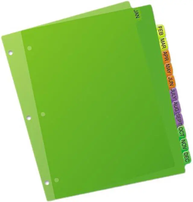 Main image of Avery 11331 Durable Pre-Printed Plastic Dividers, Jan.-Dec., 12-Tab Set