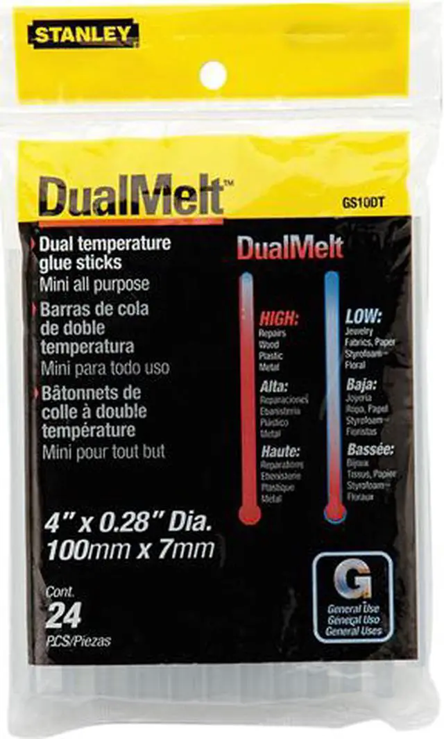 Main image of Stanley Bostitch GS0DT Dual Temperature Mini Glue Sticks, 0.28" X 4", Dries Clear, 24/pack