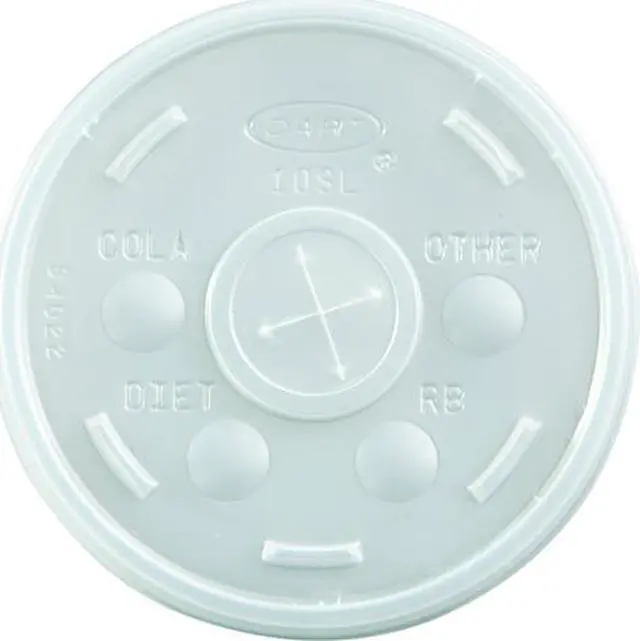 Main image of Dart 10SL Plastic Cold Cup Lids, Fits 10oz Cups, Translucent, 1000/Carton, 1 Carton