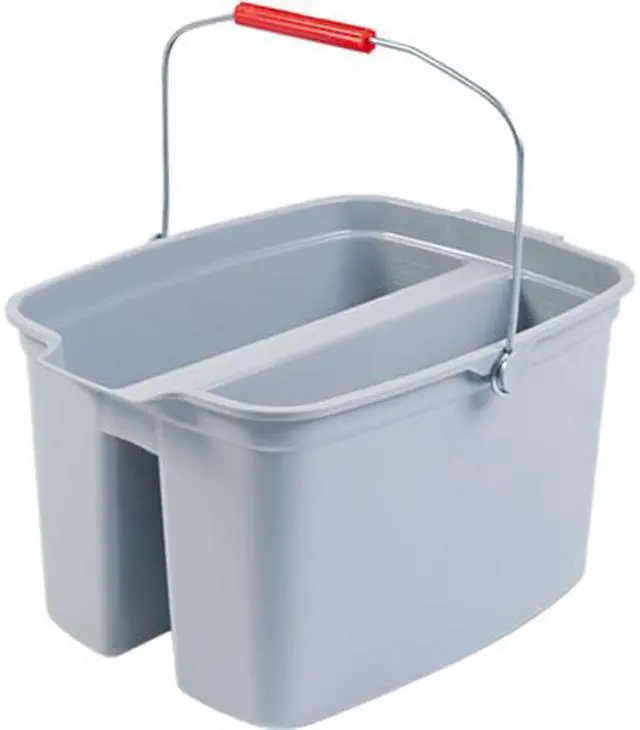 Main image of Rubbermaid Commercial 262800 19 Qt. Double Utility Pail, Plastic, 18.00" x 14.50" x 10.00", Gray