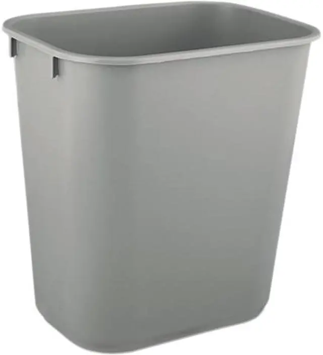 Main image of Rubbermaid Commercial RCP 2955 GRA Deskside Plastic Wastebasket, Rectangular, 3.50 gal., Gray
