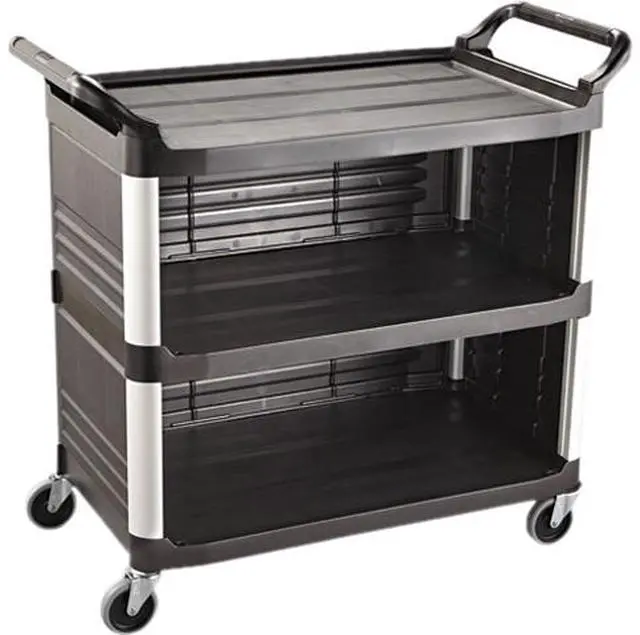 Main image of Rubbermaid Commercial RCP 4093 BLA Utility Cart With Enclosed End Panels On 3 Sides, Black