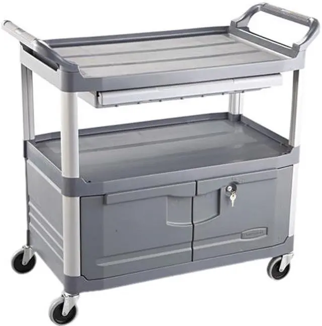 Main image of Rubbermaid Commercial RCP 4094 GRA Instrument Cart, 3 Shelf, 300.00 lb Capacity, 4" Caster, 40.6" x 20.0" x 37.8", Gray